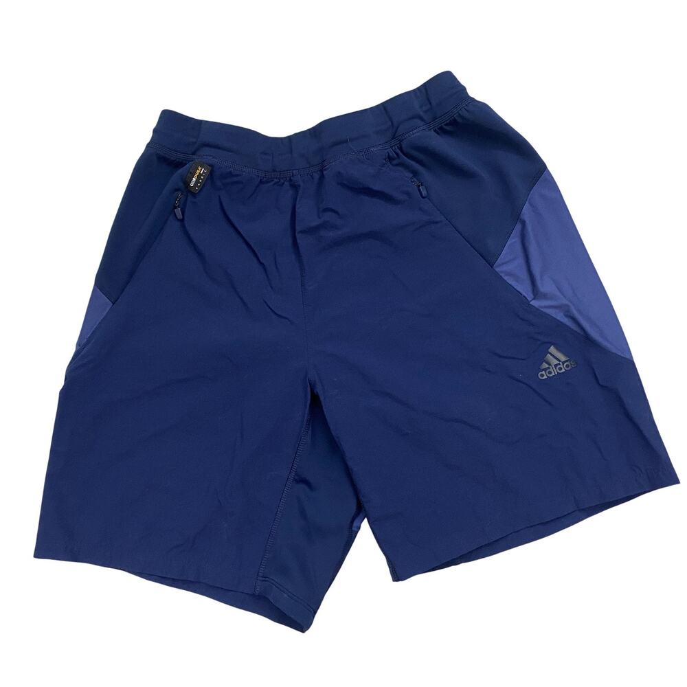 Adidas Cordura Shorts Mens Medium Blue Athletic Outdoor Running Zip Pocket